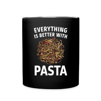 Alles Ist Besser Mit Pasta - Tasse einfarbig - Schwarz - Vorne