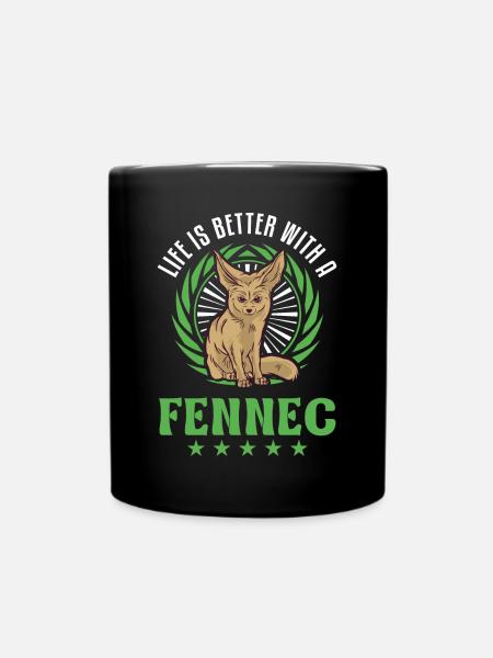 Das Leben ist besser mit einem Fennek - Tasse einfarbig - Schwarz