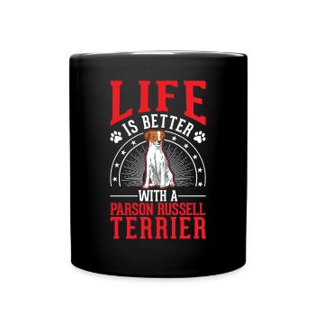 Life is better with Parson Russell Terrier - Full Colour Mug - black - Front
