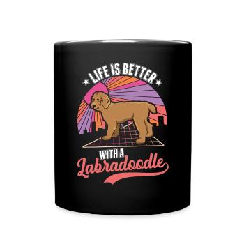Life is better with a Labradoodle - Full Colour Mug - black - Front