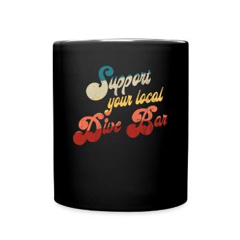 Unterstützen Sie Ihre lokale Kneipe. Lustige Retro - Tasse einfarbig - Schwarz - Vorne