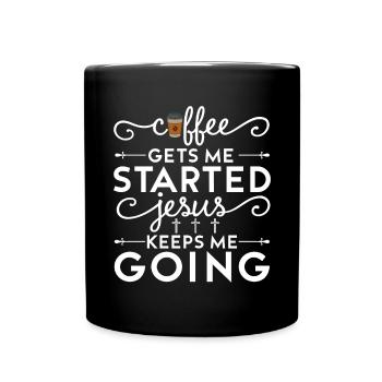 Le café me fait avancer, Jésus me fait avancer - Mug uni - noir - Devant