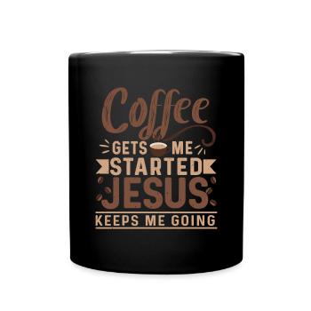 Le café me fait avancer, Jésus me fait avancer - Mug uni - noir - Devant