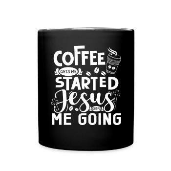 Le café me fait avancer, Jésus me fait avancer - Mug uni - noir - Devant
