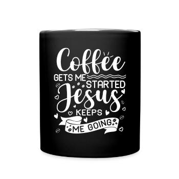 Le café me fait avancer, Jésus me fait avancer - Mug uni - noir - Devant