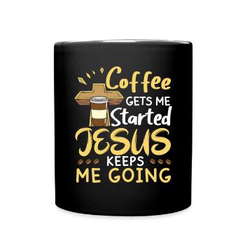 Le café me fait avancer, Jésus me fait avancer - Mug uni - noir - Devant