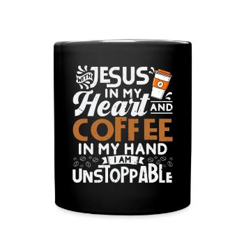 Jesus In My Heart Coffee In My Hand - Full Colour Mug - black - Front