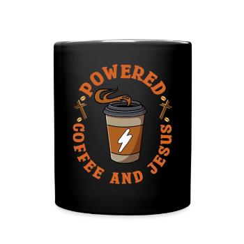Powered By Coffee And Jesus - Full Colour Mug - black - Front