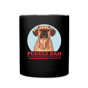 Puggle Dad Hundehalter Hundebesitzer Geschenk - Tasse einfarbig - Schwarz - Vorne