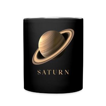 Saturn Planet Weltraum Kosmologie Astronomie - Tasse einfarbig - Schwarz - Vorne