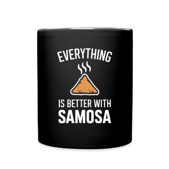 Alles Ist Besser Mit Samosa - Tasse einfarbig - Schwarz - Vorne