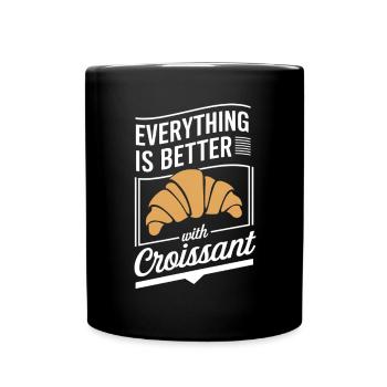 Tout est meilleur avec un petit-déjeuner croissant - Mug uni - noir - Devant