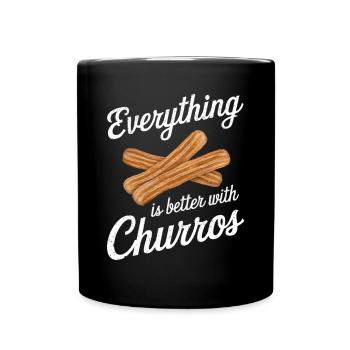 Alles Ist Besser Mit Churros - Tasse einfarbig - Schwarz - Vorne