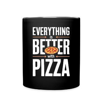 Everything is better with pizza - funny pizza - Full Colour Mug - black - Front