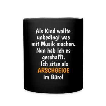 Als Kind wollte ich unbedingt was mit Musik machen - Tasse einfarbig - Schwarz - Vorne