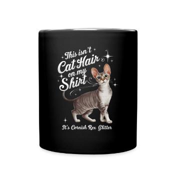 Katze Cornish Rex Geschenk - Tasse einfarbig - Schwarz - Vorne