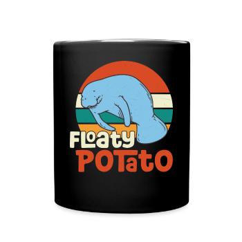 Funny Manatee Manatee Floaty Potato Illustratio - Full Colour Mug - black - Front