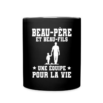 Step-Dad Stepdad Stepson Team for Life - Full Colour Mug - black - Front