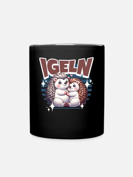Igel Kuscheln Igeln - Tasse einfarbig - Schwarz