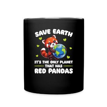 Is the only planet with Red Pandas Earth Day - Full Colour Mug - black - Front