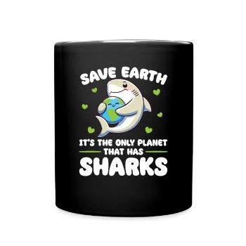 Is the only planet with sharks Earth Day - Full Colour Mug - black - Front