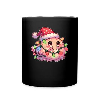 Christmas Hat Christmas Fairy Lights Blob Fish - Full Colour Mug - black - Front
