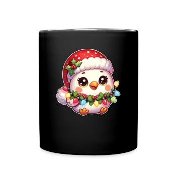 Chapeau de Noël Noël Fairy Lights Poulet - Mug uni - noir - Devant
