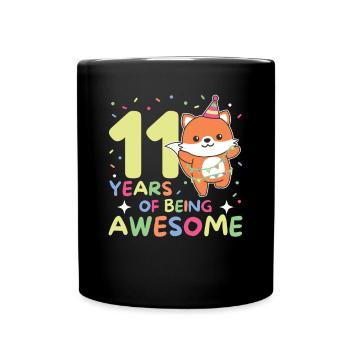 Fuchs zum 11. Geburtstag Kinder elf Jahre alt - Tasse einfarbig - Schwarz - Vorne