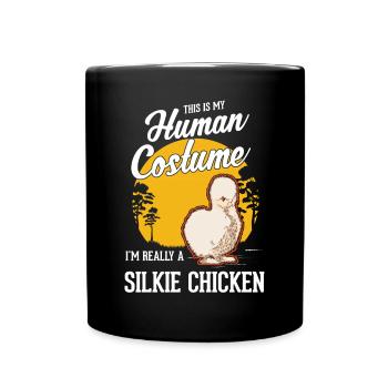 Poulet en soie Halloween Poulet soyeux - Mug uni - noir - Devant