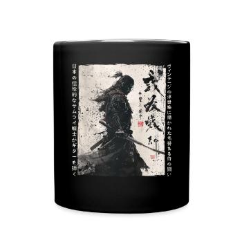 Samurai Fighter - Japanese Ukiyo-e Artwork - Full Colour Mug - black - Front
