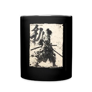 Samurai Fighter - Japanese Ukiyo-e Artwork - Full Colour Mug - black - Front