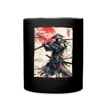Samurai Fighter - Japanese Ukiyo-e Artwork - Full Colour Mug - black - Front