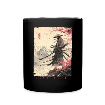 Samurai Fighter - Japanese Ukiyo-e Artwork - Full Colour Mug - black - Front