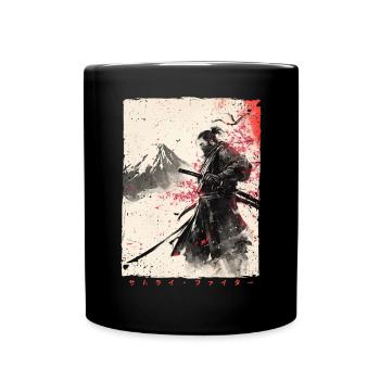 Samurai Fighter - Japanese Ukiyo-e Artwork - Full Colour Mug - black - Front