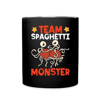 Fliegendes Spaghettimonster FSM - Tasse einfarbig - Schwarz - Vorne