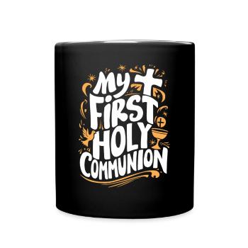 Meine Erste Heilige Kommunion Feier - Tasse einfarbig - Schwarz - Vorne