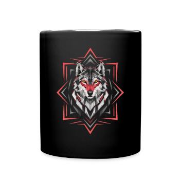 Oeuvre d’art géométrique loup rouge noir - Mug uni - noir - Devant