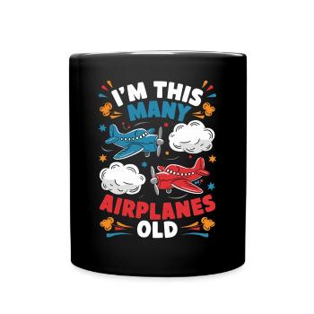 Ich Bin So Viele Flugzeuge Alt - Kinder 2 Jahre - Tasse einfarbig - Schwarz - Vorne