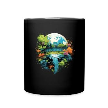 Respektier Muttererde Unseren Planeten Natur - Tasse einfarbig - Schwarz - Vorne