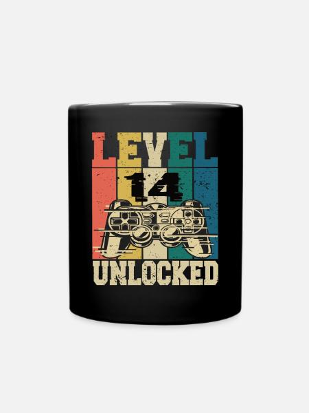Level 14 Freigeschaltet - Tasse einfarbig - Schwarz