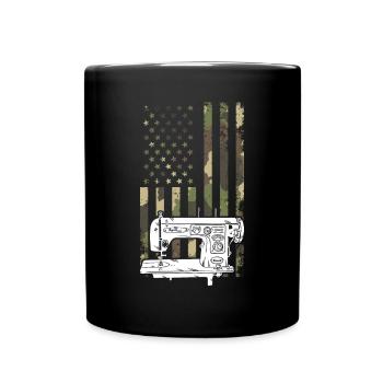 Machine à coudre de camouflage de drapeau américain - Mug uni - noir - Devant