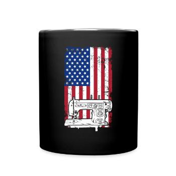 Sewing Machine US Flag Sewing US flag - Tasse einfarbig - Schwarz - Vorne