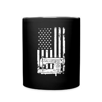 Sewing US flag Sewing Machine US Flag Sewing - Tasse einfarbig - Schwarz - Vorne