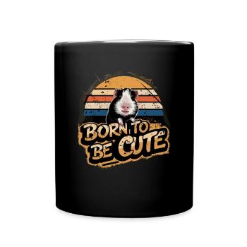 Born To Be Cute Meerschweinchen - Tasse einfarbig - Schwarz - Vorne