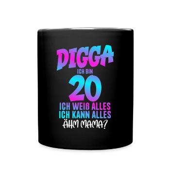 20th Birthday Digga I'm 20 I Know Everything - Full Colour Mug - black - Front
