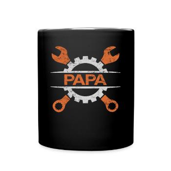 Papa Mechaniker Papa Heimwerker - Tasse einfarbig - Schwarz - Vorne