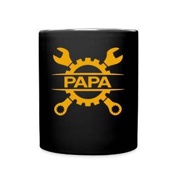 Automechaniker Papa Mechaniker Papa Werkstatt - Tasse einfarbig - Schwarz - Vorne