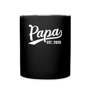 Papa Est 2025 Retro Papa 2025 - Tasse einfarbig - Schwarz - Vorne