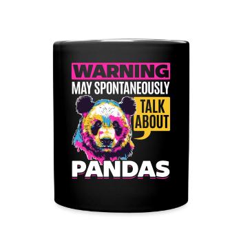 Funny Panda Animal Warning May Spontaneously - Full Colour Mug - black - Front