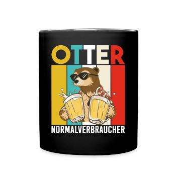 Otter Normalverbraucher Lustiger Bier Spruch Retro - Tasse einfarbig - Schwarz - Vorne